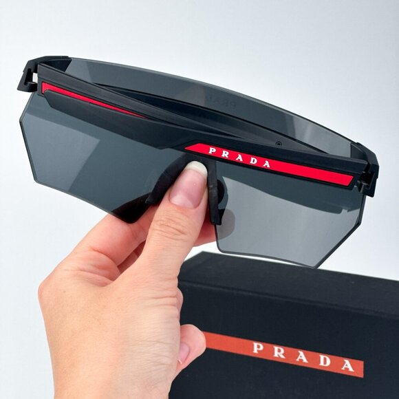 Prada Linea Rossa PS01YS 1BO06F BRAND NEW Sunglasses Matte Black Grey Unisex - Picture 4 of 12